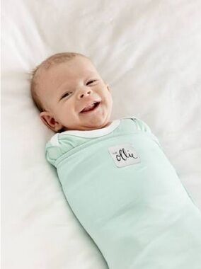 Ollie Mint Baby Swaddle Sack - Soft Stretch Sleep Bag
